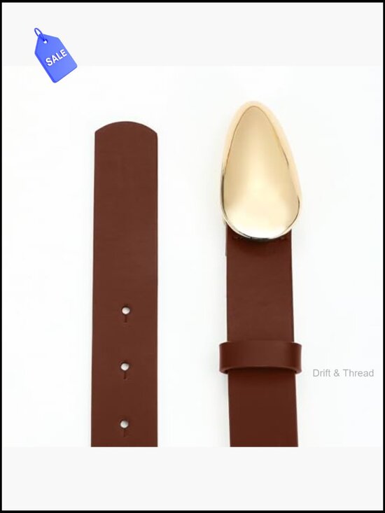Faux Leather Belt with Gold Buckle for Jeans